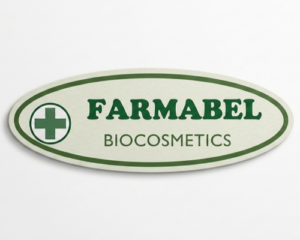 Farmabel Biocosmetics logo: oval badge with a green cross on the left, and the words 'FARMABEL' in bold green with 'BIOCOSMETICS' beneath.