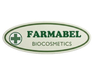 Farmabel Biocosmetics logo: green oval badge with a left-side medical cross and the words FARMABEL above BIOCOSMETICS.
